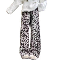 Heavy Weight Leopard Print Wide-leg Pants Spring And Autumn Women's Clothing