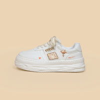 Girls' Casual Platform Leather White Shoes