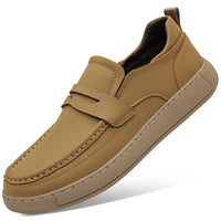 Mens Casual Slip-on Leather Shoes With Soft Soles