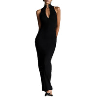 Sleeveless High-necked Waist-cinching Dress For Women