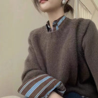 New Round Neck Knitted Pullover Sweater Women