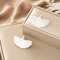 Oval Stainless Steel Earrings, Trendy Geometric Heart Texture, 18K Gold Plated Ear Studs, Titanium Steel