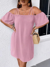 European And American Women's Solid-Color Off-Shoulder Fashion Dress