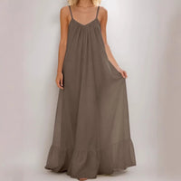 Summer Sexy Strap Sleeveless Solid Color Maxi Dress