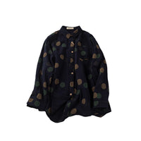 Japanese-style Double-Layer Cotton Gauze Printed Long-Sleeve Shirt Top For Women