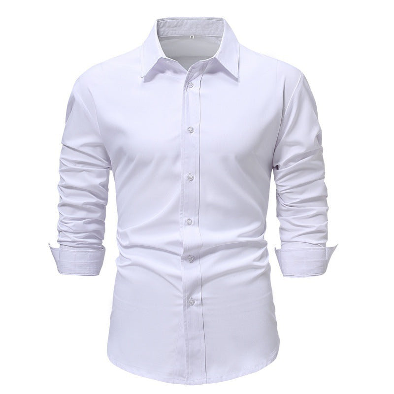 Men's Shirt Solid Color Solid Color White Long Sleeve Business