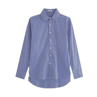 Blue Professional Striped Shirt For Women