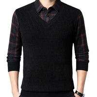 Men's Fleece-lined Thickened Knitting Sweater Bottoming Shirt