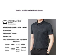 Men's Lapel Plaid Printed Seamless High Elasticity Ice Silk Short Sleeve