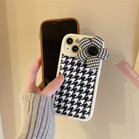 Mobile Phone Case Houndstooth Three-dimensional Flowers