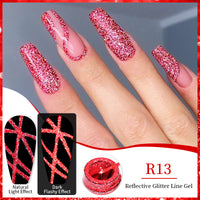 Nail Gel With A Glittery Brushed Finish And Reflective Sequins