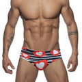 Men's Black And White Striped Love Ins Swimming Briefs
