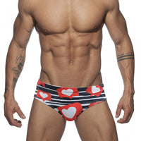 Men's Black And White Striped Love Ins Swimming Briefs