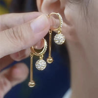 Light Luxury Champagne Cat's Eye Hollow Mesh Circle Drop Earrings, Elegant Zircon Ear Cuffs, Niche Design