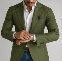 Men's Single Row Two Button Plaid Blazer