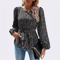 Women's V-neck Printed Belt-style T-shirt