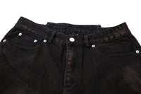 Waste Soil Spray Painting Old Dirty Denim Shorts Men