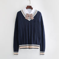 V-neck Pullover Long-sleeve Sweater For Men And Women