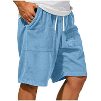 Men's Retro Corduroy Lace-Up Pocket Casual Shorts