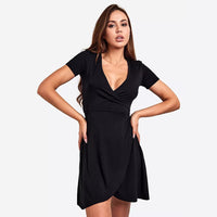 Cross-V-Neck Maternity Dress With Sexy Short Sleeves