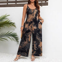 Women's Sleeveless Printed Contrast Strap Fashion Jumpsuit
