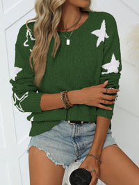 Round Neck Contrast Color XINGX Jacquard Regular Casual Woolen Pullover Top