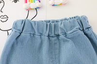 Doll Collar Top Cardigan Three Piece Set For Children