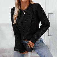 Loose Pullover Retro Solid Color Sweater For Women