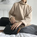 Women's Pure Color All-matching Half-high Collar Long Sleeves Top