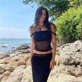 New Womens Hugging Mesh Midriff Baring Versatile Skirt