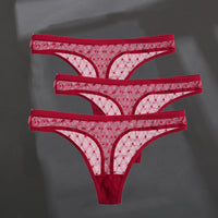 Ladies Hollow Sexy Solid Color Low Waist High Slit Briefs