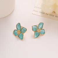 Korean Style Green Flower Fashion Elegant Earrings
