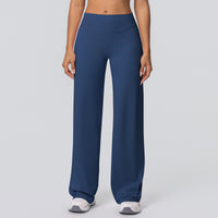 Double-sided Brushed Solid-color High-waisted Loose-fitting Breathable Yoga Wide-leg Pants