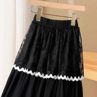 Womens Casual Versatile Lace-trimmed Skirt