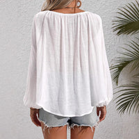 Womens Loose-Fit Sun-Protective Top With Spliced Lacing