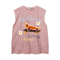 Sausage Dog Print Casual Vest Men
