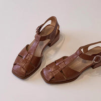 French Style Vintage Weave Roman Shoes For Women