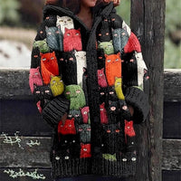 Womens Mid-Length Plush Cartoon Hooded Coat