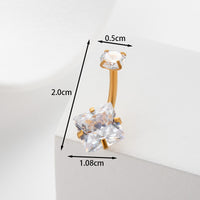 Stainless Steel Body Piercing Jewelry Inner Teeth Zircon Belly Nail Belly Button Ring