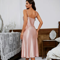 Home Ice Silk Leisure Backless Strap Nightdress