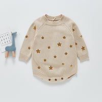 New Baby Knitted Embroidered Woolen Long-sleeved Romper Jumpsuit