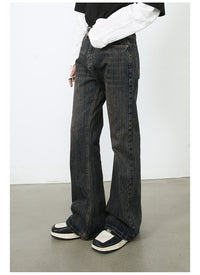 American Retro Slightly Flared Pu Handsome Jeans