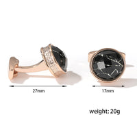 Men's Cufflinks Stylish Round Gray Silver Rose Gold