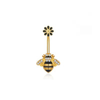 Personalized Zircon Butterfly Round Belly Button Ring