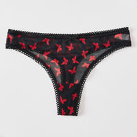 Womens Thong Seamless Breathable Mesh Printed Sexy Underwear