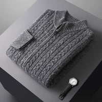 Woolen Sweater Men's Half-high Collar Zipper Top