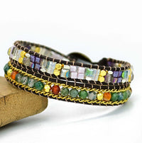 Jagged Stone Crystal Wrapped Bracelet Bohemian Style