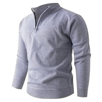 Solid Color Stand Up Collar Half Zip Knit Sweater