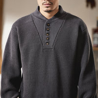 High-end American-style Heavyweight Cool And Edgy Henley Sweater