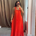 Sweet And Fresh Strapless Backless Pleated Maxi Dress